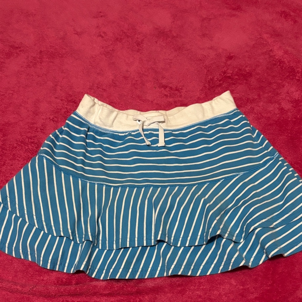 Blue ruffle stripe skirt stretchy